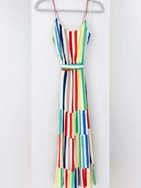 Alice + Olivia Multicolor Striped Spaghetti-Strap Maxi Dress
